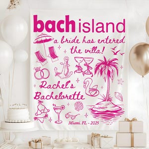A Bride Has Entered the Villa Tapestry, Bach Island Bachelorette Banner, Custom Bachelorette Backdrop, Tropical Hen Party Decor