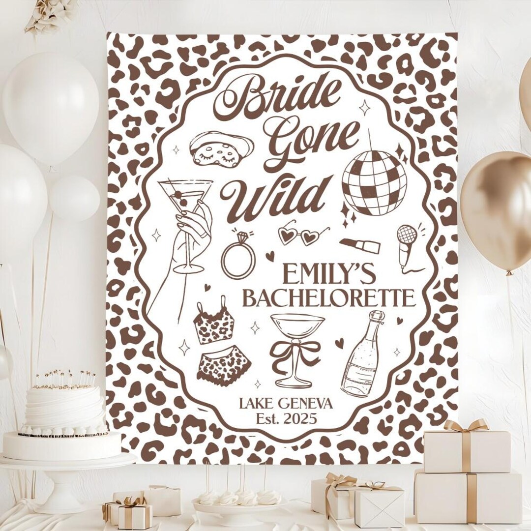 Bride Gone Wild Bachelorette Tapestry, Cheetah Bachelorette Banner