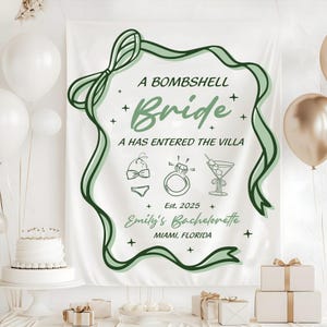 A Bombshell Bride Has Entered the Villa Tapestry, Bach Island Bachelorette Banner, Bachelorette Island Decorations, Bach Party Favors
