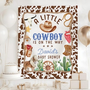 Little Cowboy Baby Shower Tapestry, A Little Cowboy Is On The Way Banner, Boy Baby Shower Backdrop, Custom Baby Shower Decor