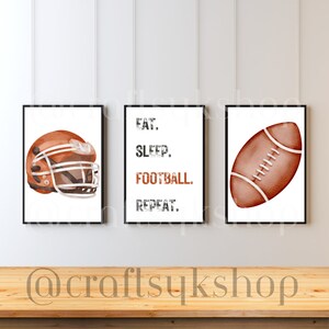 Watercolor Football DIGITAL Wall art|Set of 3 football prints|Football decor|Boys room decor|Sport wall art|Football nursery|Kids wall art