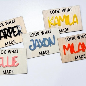 Look What I Made Magnet  | Laser engraved wood with acrylic names| Kids Magnet| Back to school| Kids artwork organizer