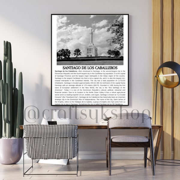 Dominican Republic PRINTABLE SANTIAGO de los Caballeros poster, DIGITAL file only, El Monumento poster, Santiago digital print poster.