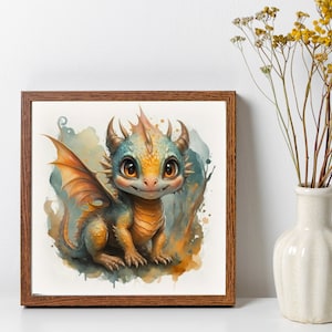 8 Enchanting Baby Dragon Nursery Prints - Adorable Watercolor Wall Art ...