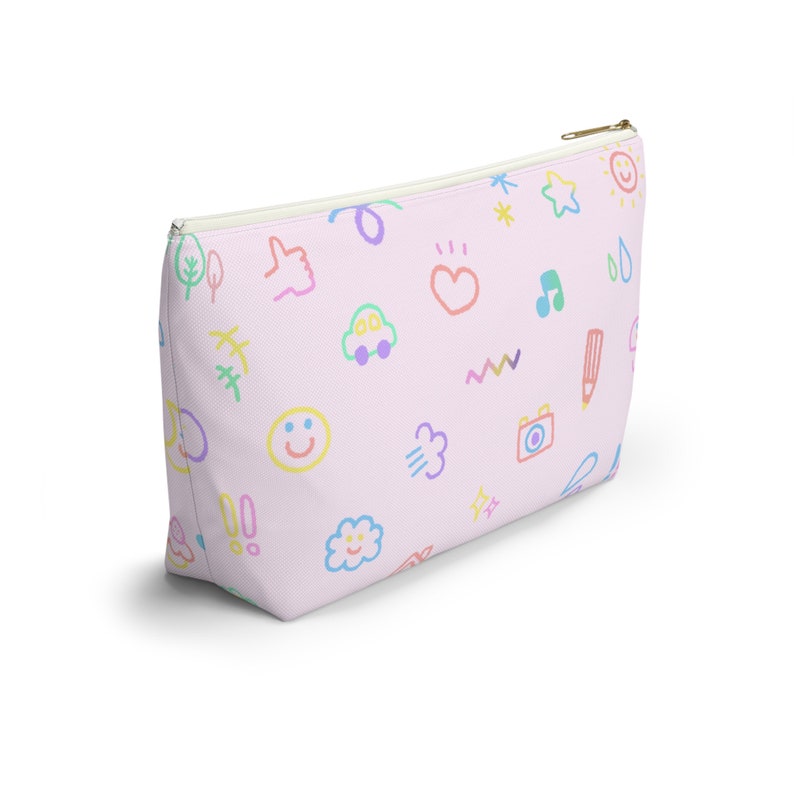Personalized Emoji Doodle Pale Pink Makeup Bag ideal Gift for Little