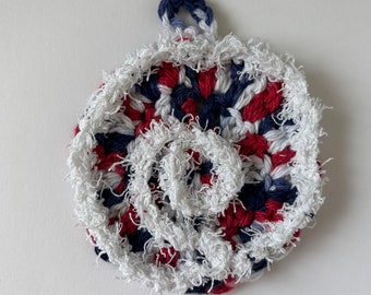 Memorial/4th of July Handmade Crocheted Cotton Dish Scrubbies