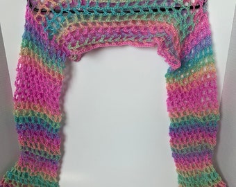 Boléro arc-en-ciel au crochet fait main