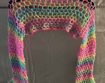 Handmade Crocheted Rainbow Bolero