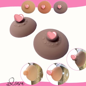 LINRA Silicone Nipple Prosthetic Self-Suction Attachable Nipples | Reusable Washable for Crossdressers, Drag Queen,No.10,(A Pair,3 Colors)