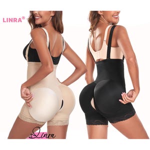LINRA Hohe Taille Körper-Shaper-Kurze Spitze Gepolsterte Abnehmbare Butt HüfteEnhancer Shapewear Bauch-Kontrolle Oberschenkel Abnehmen Mann-Weiblich CrossDresser