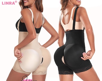 LINRA High Waisted Body Shaper Short Lace Padded Removable Butt Hip Enhancer Shapewear Tummy Control Thigh Slimming Male-Female CrossDresser