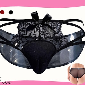 LINRA Hiding Gaff Panty Butterfly Sexy Soft Lace Underwear Sponge Camel Toe Brief Gaff for Transgender Women, Drag Queens & Cosplay #L02