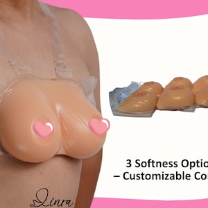 LINRA Huge Silicone Nipple Prosthetic Adhesive Attachable Fake Nipples | Reusable Washable for Crossdressers, Drag Queen,(A Pair,2 Colors)