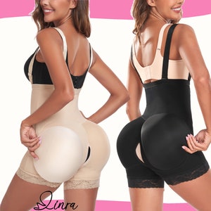 LINRA High Waisted Body Shaper Short Lace Padded Removable Butt Hip Enhancer Shapewear Tummy Control Thigh Slimming Male-Female CrossDresser
