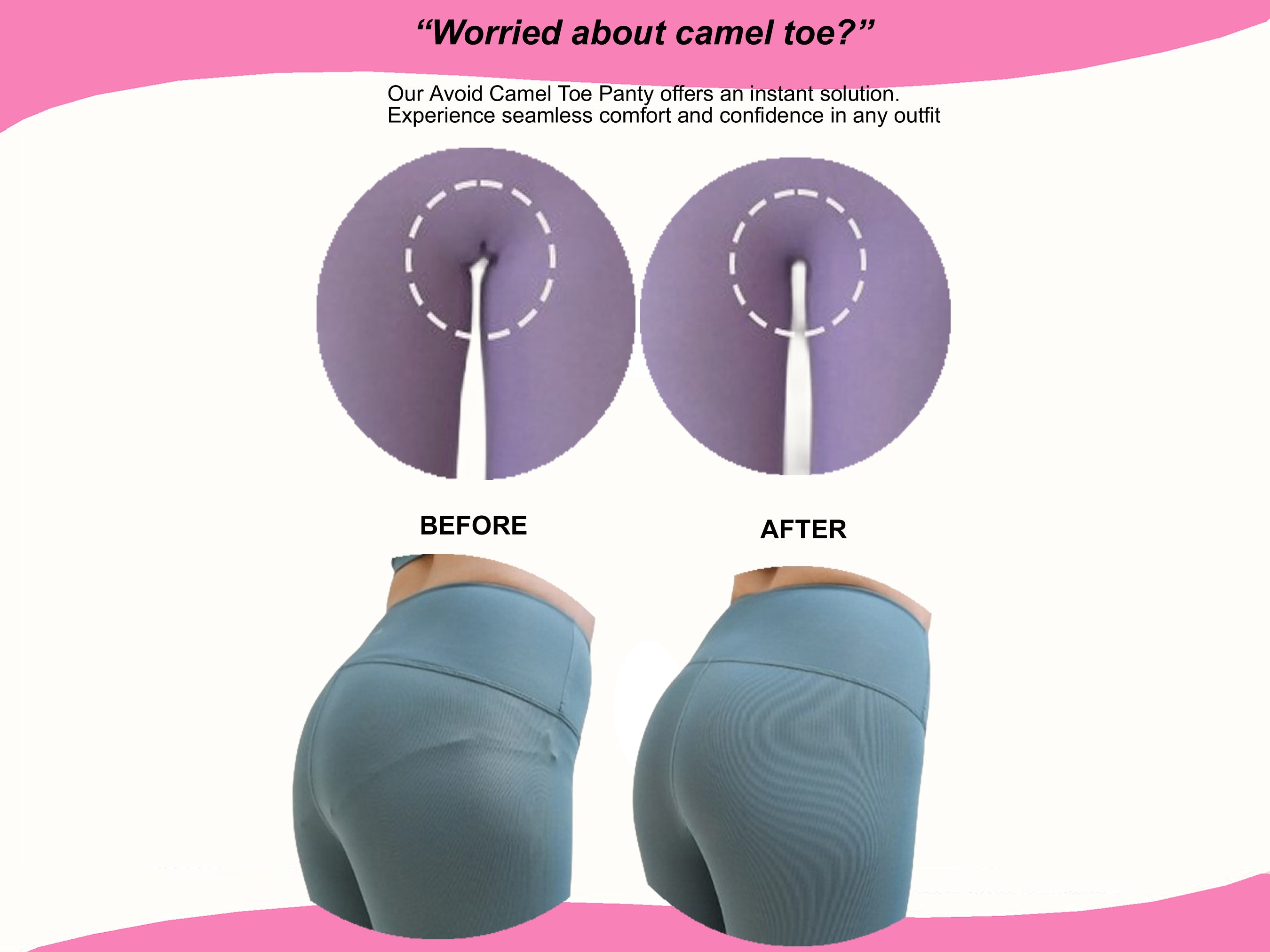 LINRA Avoid Camel Toe Proof Thong Camel Toe Concealer Pad Panty Invisible Guard for Women Bikini