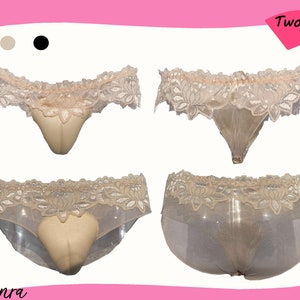 LINRA Hiding Gaff Lace Thongs & Brief Panty See Through Panties Sponge Camel Toe Gaff Underwear for Transgender Women, Drag Queens #L04