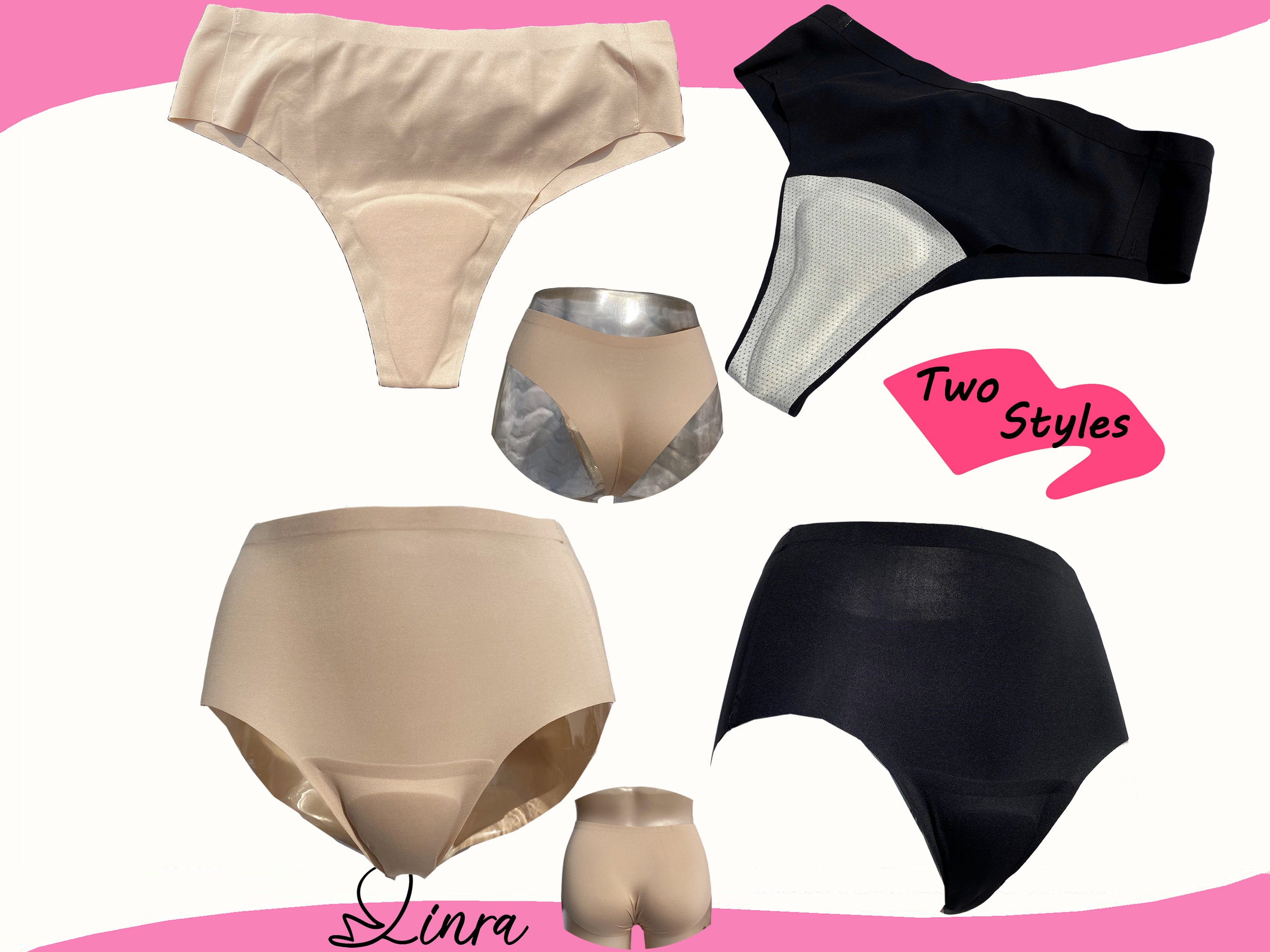 LINRA Avoid Camel Toe Proof Thong Camel Toe Concealer Pad Panty Invisible  Guard for Women Bikini Brief Underwear,2 Styles 