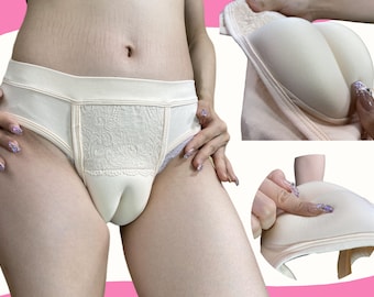 LINRA Gaff Underwear Sponge Camel Toe Brief Hiding Gaff Panties for Men Transgender Women, Drag Queens & Cosplay Crossdressing,2 Colors