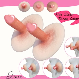 LINRA Extra Long Silicone Nipples Prosthetic Adhesive Nipples | Reusable Washable for Crossdressers, Drag Queen, A Pair(Five Sizes,3 Colors)