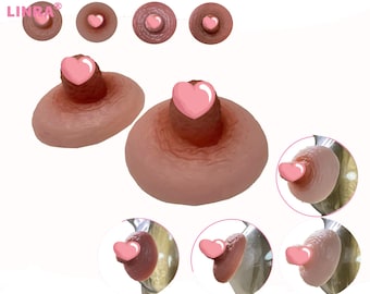 LINRA Silicone Nipple Prosthetic Adhesive Attachable Nipples | Reusable Washable for Crossdressers, Drag Queen, No.9,Medium(A Pair,4 Colors)