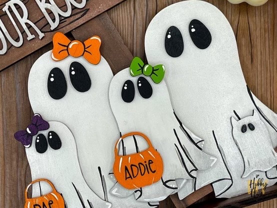 Boo Crew Family Halloween Desk Decor, Hand Painted Ghost Family Sign, Personalized Boo Family, Fall Mantle Decor, Halloween Tiered Tray