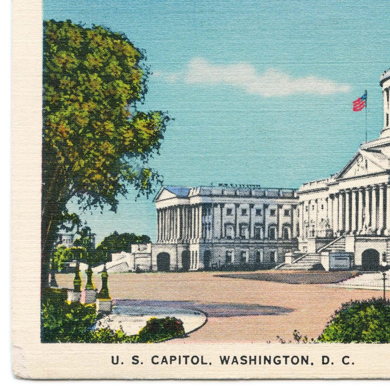 Washington DC 1930s Vintage Postcard Art Print – US Capitol Building - Etsy