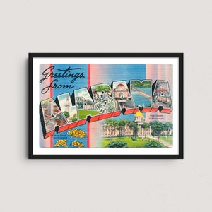Alabama Vintage Postcard Print – Retro Travel Poster, Historic Southern Wall Art, University of Alabama Decor