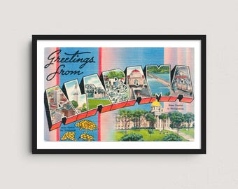 Alabama 1930s Vintage Postcard Art Print