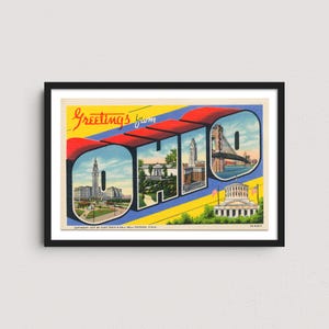 1937 Ohio Vintage Postcard Print – Retro Travel Poster, Historic Ohio Wall Art, Ohio State Decor
