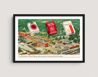 Durham NC 1960s Vintage Postcard Art Print – American Tobacco Company