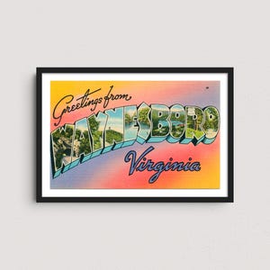Waynesboro VA Vintage Postcard Print – Retro Travel Poster, Historic Virginia Wall Art, Shenandoah Valley Decor