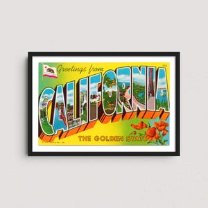 California 1954 Vintage Postcard Print – Retro Travel Poster, Historic California Wall Art, West Coast Decor