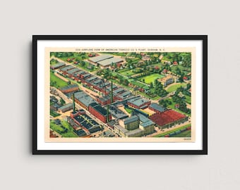 Durham NC 1940s Vintage Postcard Art Print