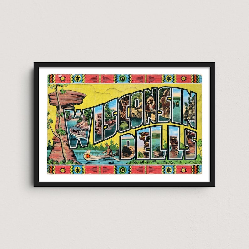 Wisconsin Dells 1940s Vintage Postcard Art Print - Etsy