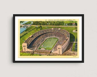 Ohio Stadium 1932 Vintage Postcard Art Print – Ohio State University