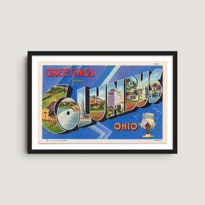 Columbus OH 1935 Vintage Postcard Print – Retro Travel Poster, Historic Ohio Wall Art, Ohio State University College Decor