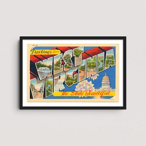 1937 West Virginia Vintage Postcard Print – Retro Travel Poster, Historic WV Wall Art, West Virginia University Decor