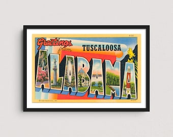 Tuscaloosa Alabama 1939 Vintage Postcard Art Print