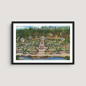 Duke Gardens 1941 Vintage Postcard Print – Retro Travel Poster, Historic Duke University Wall Art, Sarah P. Duke Gardens Campus Decor