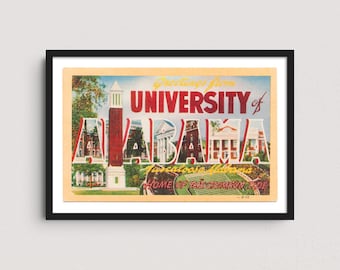 University of Alabama 1940s Vintage Postcard Art Print