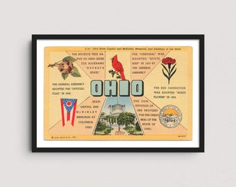 Ohio 1944 Vintage Postcard Art Print