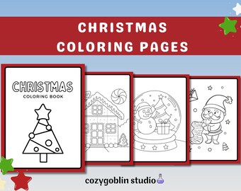 Kerstkleurplaten - AFDRUKBARE pdf, kerstactiviteitenboek, kleurplaten voorschoolse, babyshower, werkblad kleuterschool, thuisonderwijs