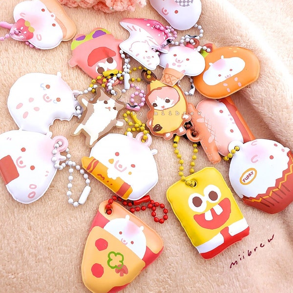 Puffy Hamster Banana Cat charms | 1.25 inch PVC Charms