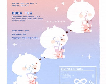 Boba Bubble tea | 4"x6", 11"x17" Print