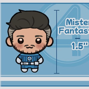Fantastic 4: Första Stegen // Akrylberlocker 38,1 mm // Osynlig Kvinna - Mr Fantastic - Mänsklig Fackla - Saken Mister Fantastic