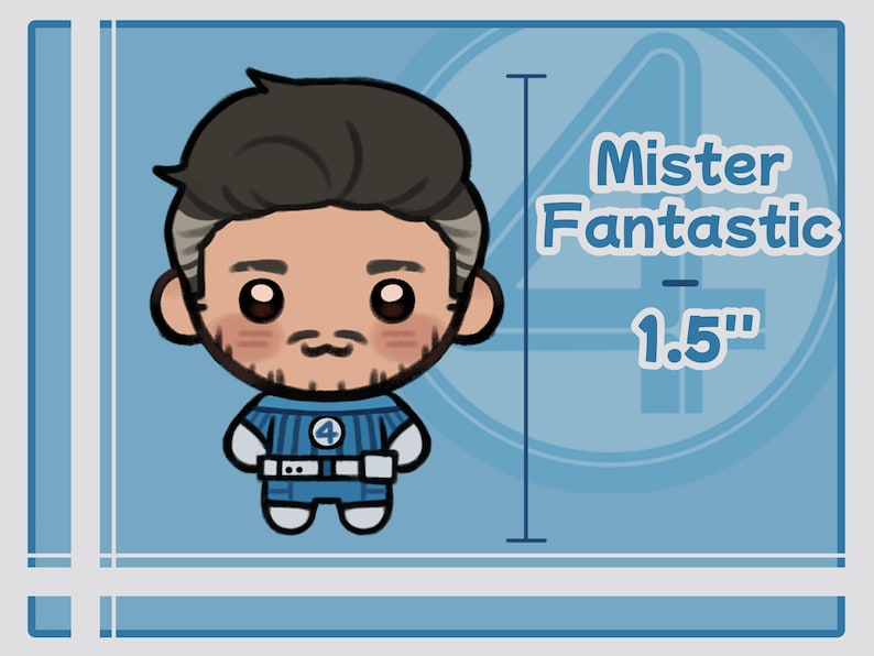 Fantastic 4: Första Stegen // Akrylberlocker 38,1 mm // Osynlig Kvinna - Mr Fantastic - Mänsklig Fackla - Saken Mister Fantastic