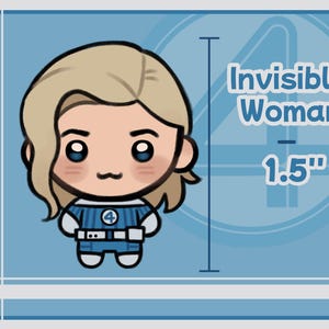 Fantastic 4: Första Stegen // Akrylberlocker 38,1 mm // Osynlig Kvinna - Mr Fantastic - Mänsklig Fackla - Saken Invisible Woman
