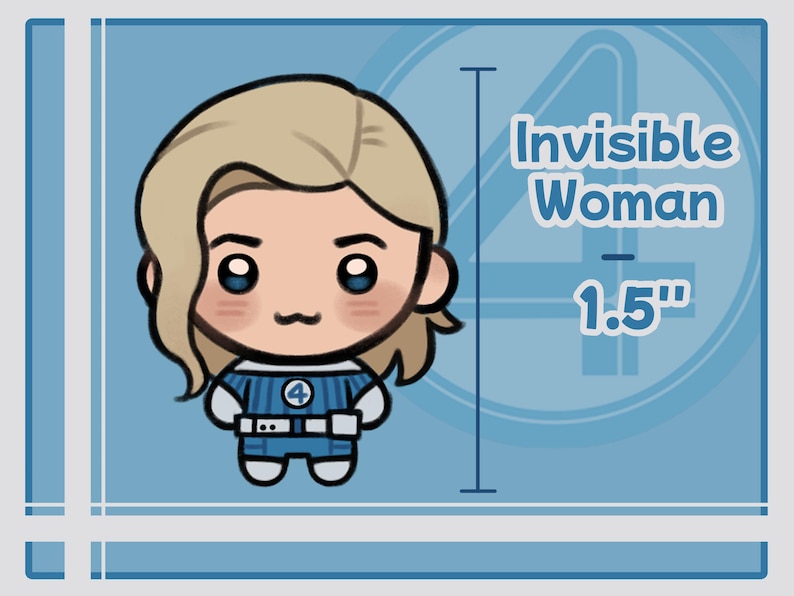 Fantastic 4: Första Stegen // Akrylberlocker 38,1 mm // Osynlig Kvinna - Mr Fantastic - Mänsklig Fackla - Saken Invisible Woman