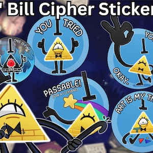 Enigszins ondersteunende Bill Cipher-stickers//aangepaste vinylstickers 2'' (50,8 mm)//Gravity Falls - Book Of Bill