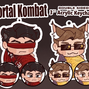 MK1 Kitty Keychains // Clear Acrylic Keychains 3'' (76.20 mm) // Mortal Kombat 1 // Johnny Cage, Kenshi Takahashi